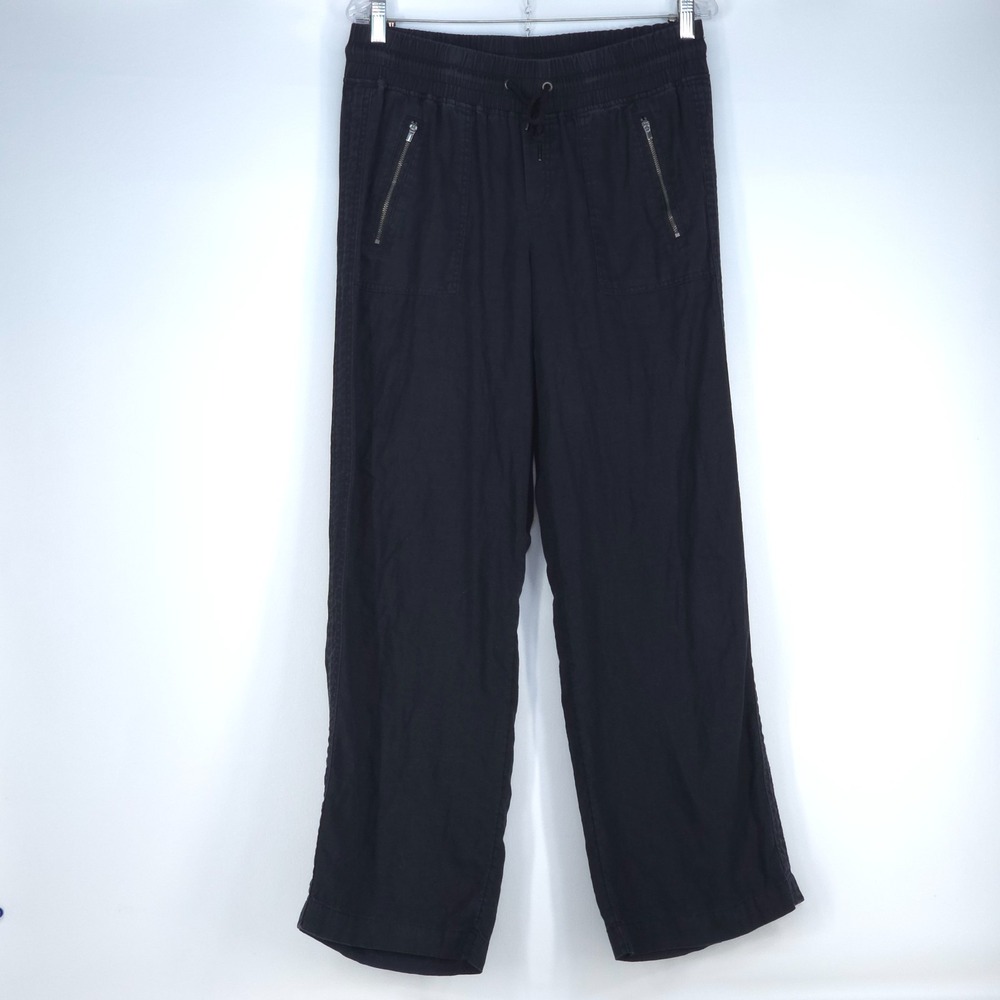 Athleta Cabo Wide-Leg Linen Pant Womens 10 Drawstring Pockets Beach Boho Comfort - Picture 2 of 16